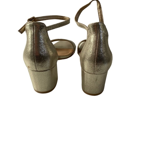 Bridal Sandal with Block Heel in Champagne Gold and Rhinestones, Size 8 - Picture 3 of 11